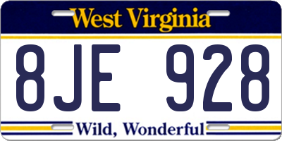 WV license plate 8JE928