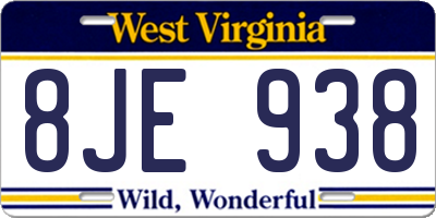 WV license plate 8JE938