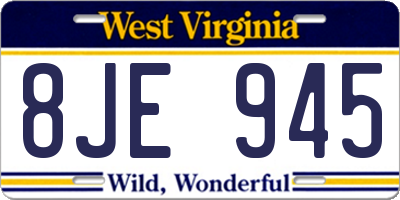 WV license plate 8JE945