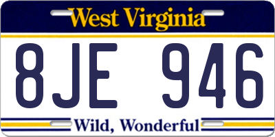 WV license plate 8JE946
