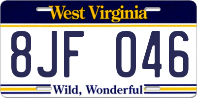 WV license plate 8JF046