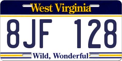 WV license plate 8JF128