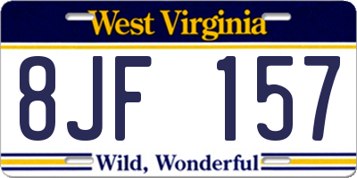 WV license plate 8JF157