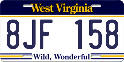 WV license plate 8JF158