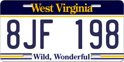 WV license plate 8JF198