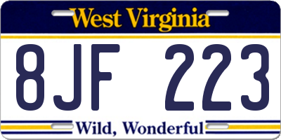 WV license plate 8JF223