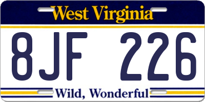 WV license plate 8JF226