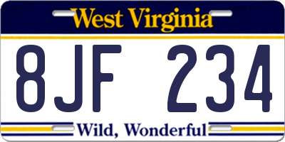 WV license plate 8JF234