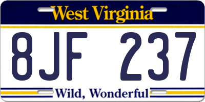 WV license plate 8JF237