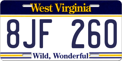 WV license plate 8JF260