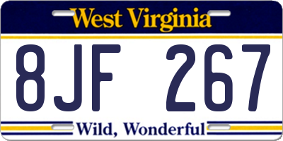 WV license plate 8JF267