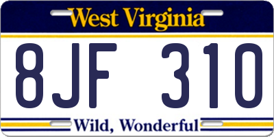 WV license plate 8JF310