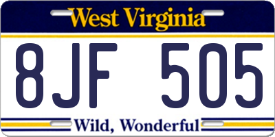 WV license plate 8JF505