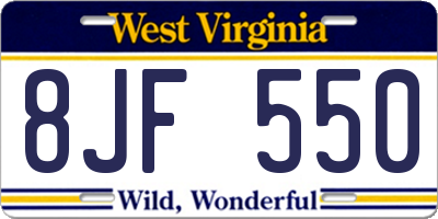 WV license plate 8JF550