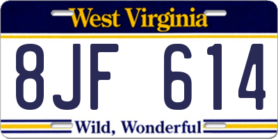 WV license plate 8JF614