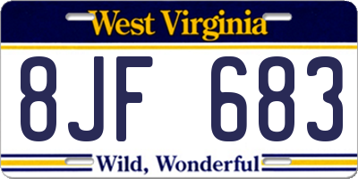 WV license plate 8JF683