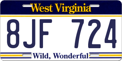 WV license plate 8JF724