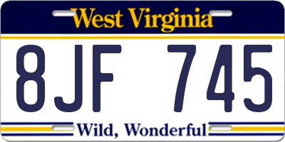 WV license plate 8JF745