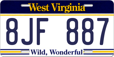 WV license plate 8JF887