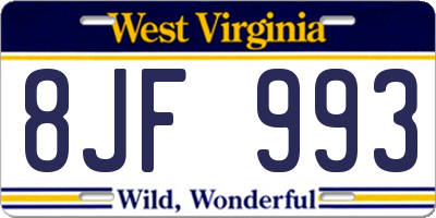 WV license plate 8JF993