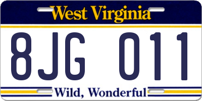 WV license plate 8JG011