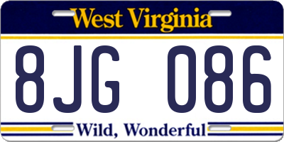 WV license plate 8JG086