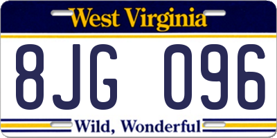 WV license plate 8JG096