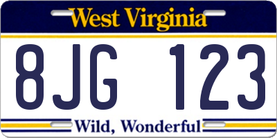 WV license plate 8JG123