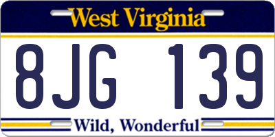 WV license plate 8JG139