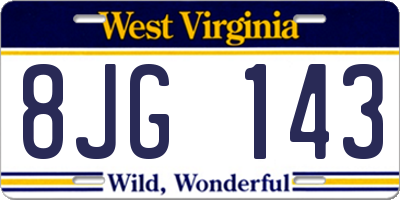 WV license plate 8JG143
