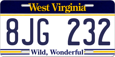 WV license plate 8JG232