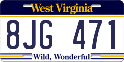 WV license plate 8JG471
