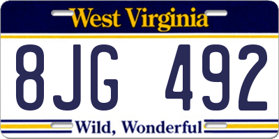 WV license plate 8JG492