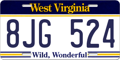 WV license plate 8JG524