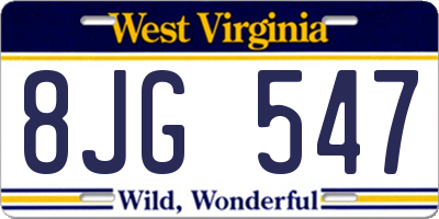 WV license plate 8JG547