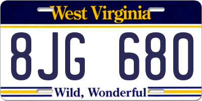 WV license plate 8JG680