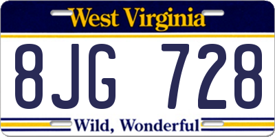 WV license plate 8JG728