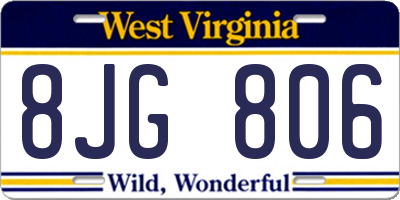 WV license plate 8JG806