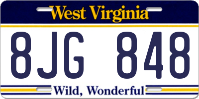 WV license plate 8JG848