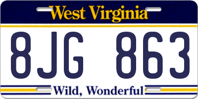 WV license plate 8JG863