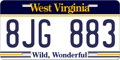 WV license plate 8JG883