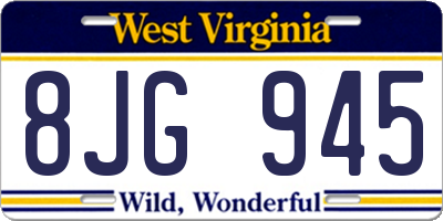WV license plate 8JG945