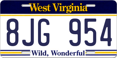 WV license plate 8JG954