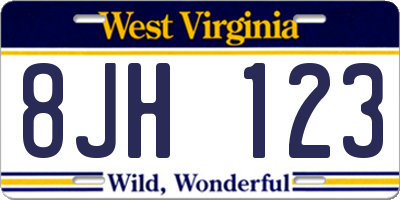 WV license plate 8JH123