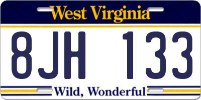 WV license plate 8JH133