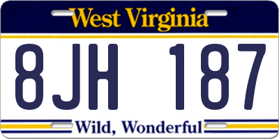 WV license plate 8JH187