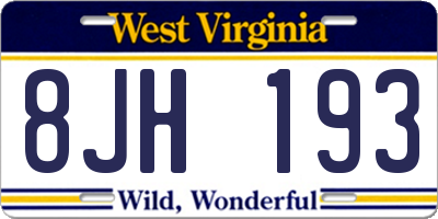 WV license plate 8JH193