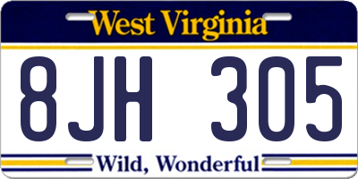 WV license plate 8JH305
