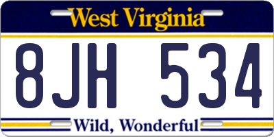 WV license plate 8JH534