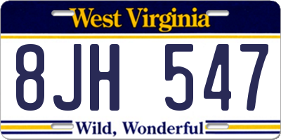 WV license plate 8JH547